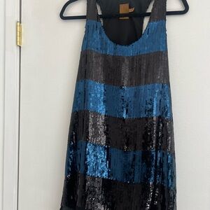 Sequin Black and Blue Mini Dress